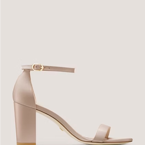 Stuart Weitzman NearlyNude Cream Block Heels - Picture 1 of 6
